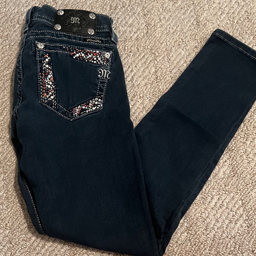 Miss Me Navy Embellished Jeggings
